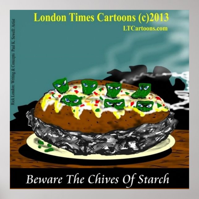 Poster Beware the Chives of Starch – Funny Foodie Cartoon (Frente)