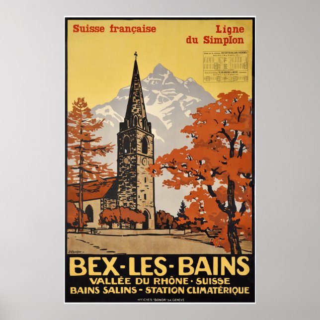 Pôster Bex les Bains, Suisse Française, ligne du Simplon (Frente)