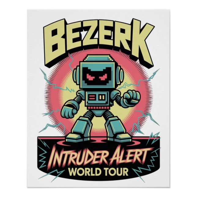 Pôster Bezerk Intruder Alert World Tour Retro Arcade  (Frente)