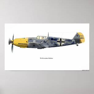 Pôster BF-109E voado pelo Ge. Galland, 1940
