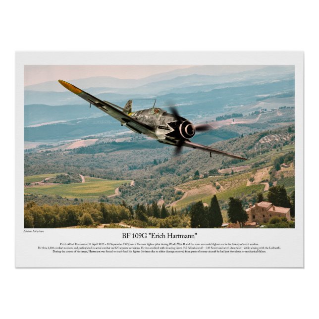 Pôster BF 109G-6  "Erich Hartmann" (Frente)