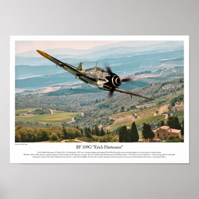 Poster BF 109G-6  "Erich Hartmann" (Frente)
