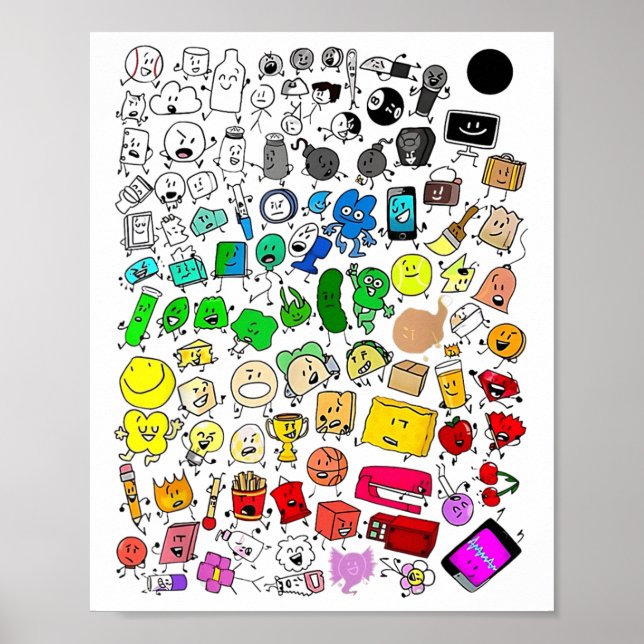 Poster Bfdi Inanima Todos Os Caracteres (Frente)