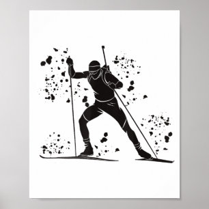 Poster Bi atleta esqui nórdico biatlo