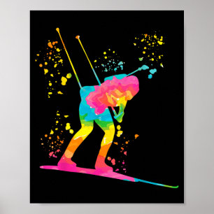 Poster Bi atleta esqui nórdico biatlo