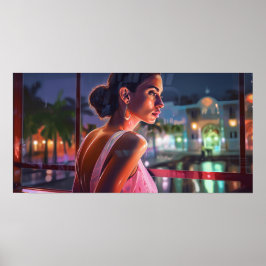 Poster Bianca esperando amigos em um café