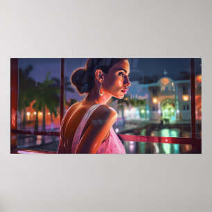 Poster Bianca esperando amigos em um café