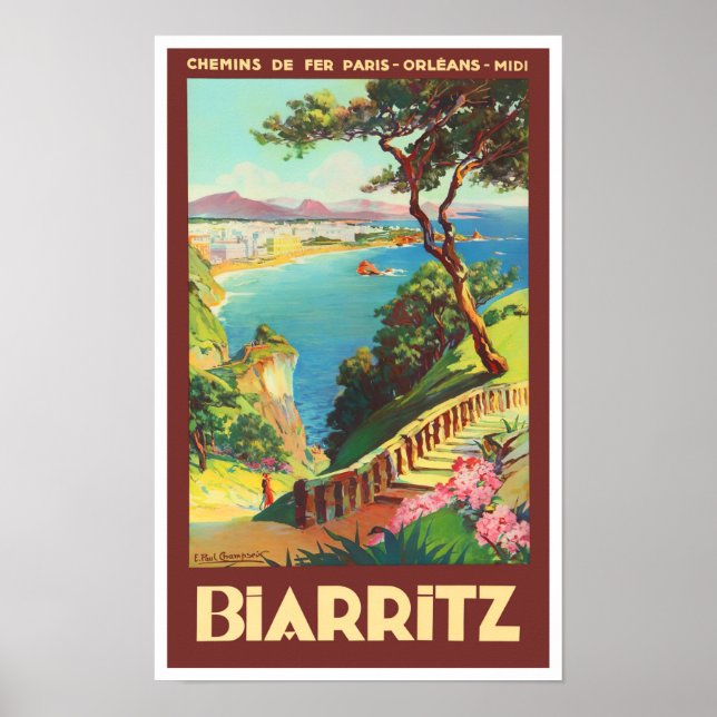 Poster Biarritz France viagens vintage (Frente)
