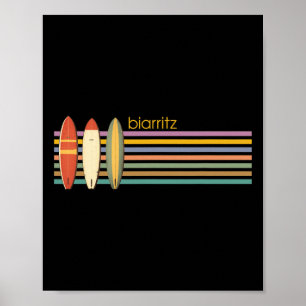 Poster Biarritz Surfando França Surfista Francês Anos 70 