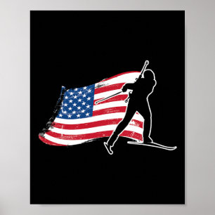 Poster Biathlon American Flag Usa Gift - Equipe de Biathl