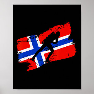 Poster Biathlon Noruega Bandeira Norueguês Esqui Cross Co