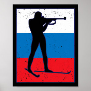 Poster Biathlon Ski Skier Winter Sports Cross-country Rus