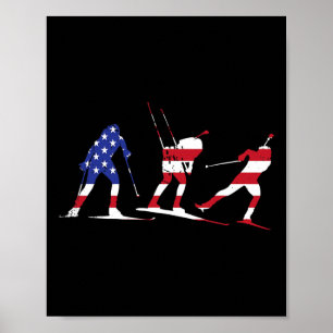 Poster Biathlon Usa Flag Design Para Esportes De Inverno
