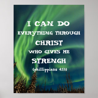 Poster Bible Verse Inspirational Quote Northern Lights