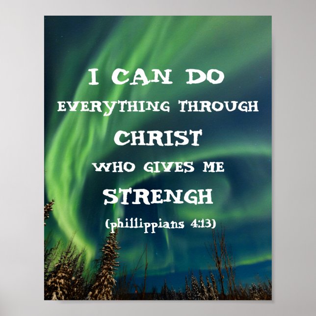 Poster Bible Verse Inspirational Quote Northern Lights (Frente)
