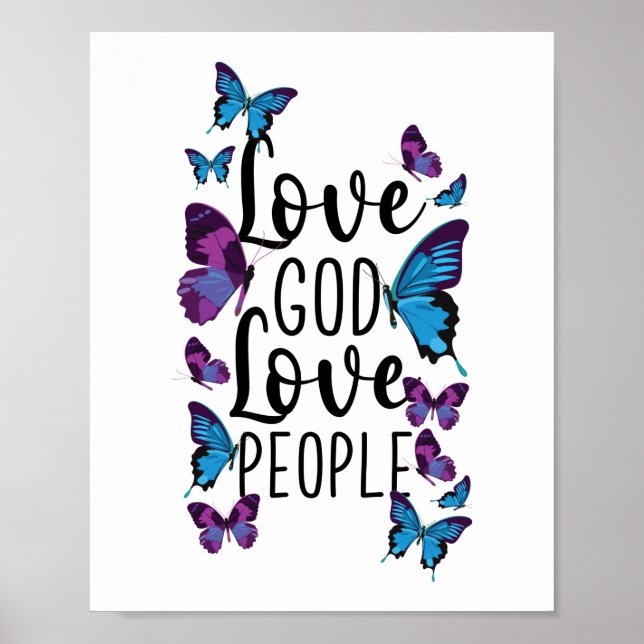 Poster Bible Verse Love God Love People Butterfly (Frente)