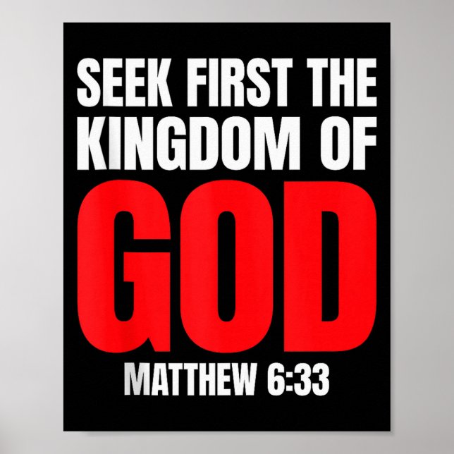 Poster Bible Verse Seek First The Kingdom Of God Christia (Frente)