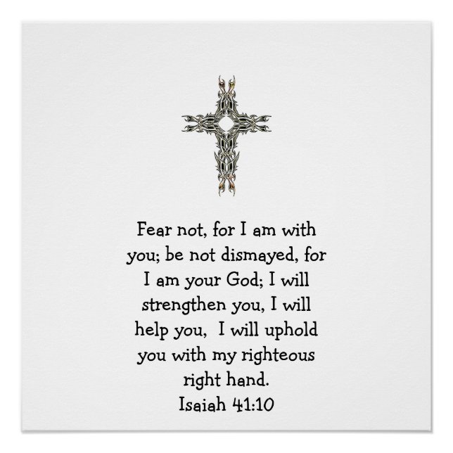 Pôster Bible Verses Inspirational Quote Isaiah 41:10 (Frente)