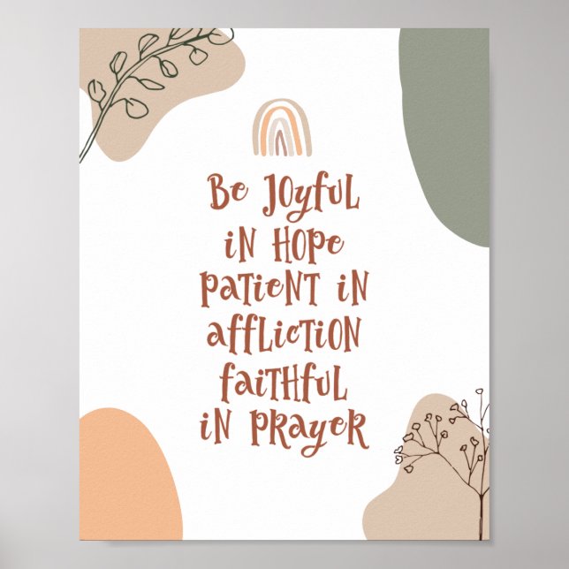 Poster Bíblia Cristã Boho Inspiracional Verse Rainbow (Frente)