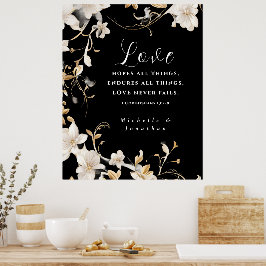 Poster Bíblia Cristã de Casamento Floral Branco Negro Ele