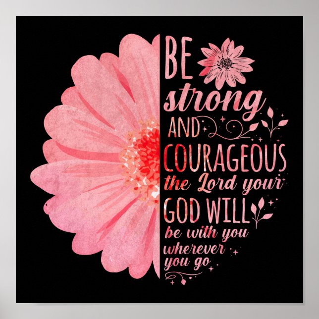 Poster Bíblia Cristã Verse Joshua 1:9 Flor (Frente)