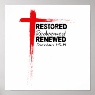 Poster Bíblia Cristã Verso Colossianos 1:13-14 Cruz