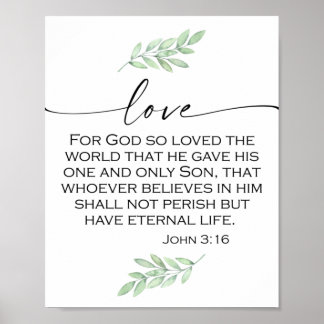 Poster Bíblia de amor Verse de John 3:16