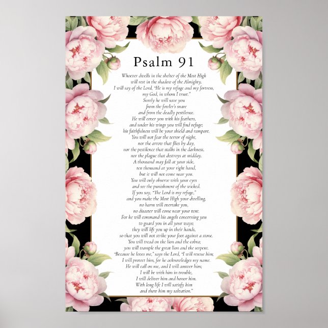 Poster Bíblia De Escritura Do Psalm 91 Verso, Blush Flora (Frente)