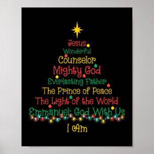 Poster Bíblia de Jesus Natal Cristão Nomes Xmas Árvore Sh