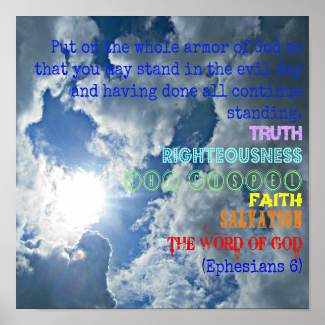 Pôster Bíblia Ephesianos Coloque toda a armadura de Deus (Frente)