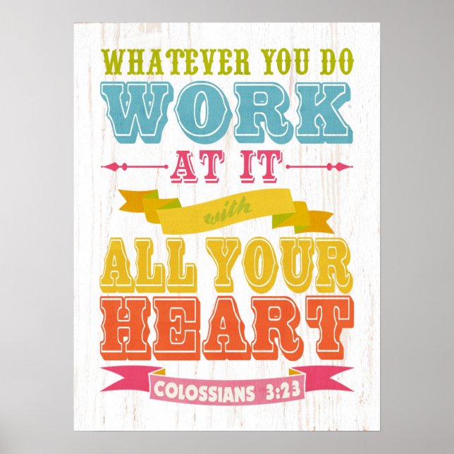 Pôster Bíblia Escritural Cristã Verso - Colossianos 3:23 (Frente)