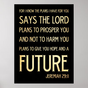 Poster Bíblia Escritural Cristã Verso - Jeremiah 29:11