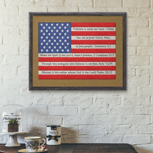 Poster Bíblia Inclinada de Bandeira Americana Verse Burla (Criador carregado)