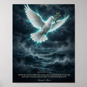 Poster Bíblia KJV-Gênesis 8:11 Pomba Com Ramo de Oliveira