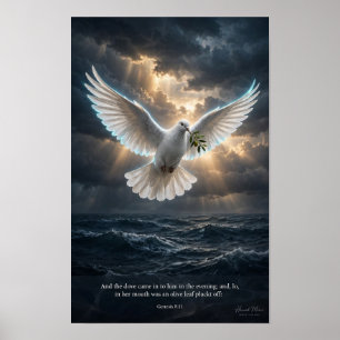 Poster Bíblia KJV-Gênesis 8:11 Pomba da Esperança