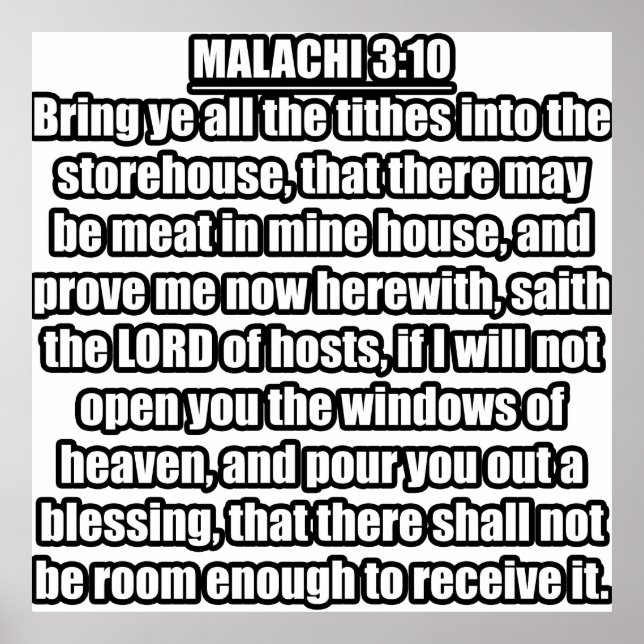 Poster Bíblia Malachi 3:10 KJV Verse (Frente)