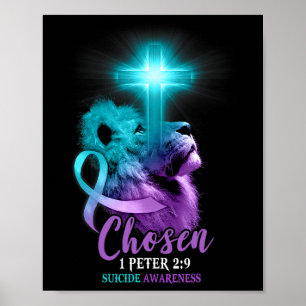 Poster Bíblia Religiosa Cruzada do Leão Cristão Verso Sui
