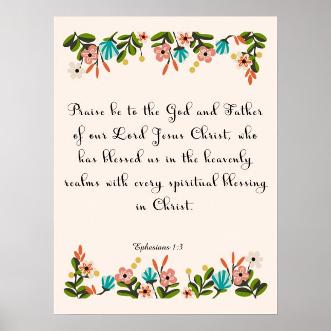 Pôster Bíblia Verse Art - Ephesianos 1:3 (Frente)