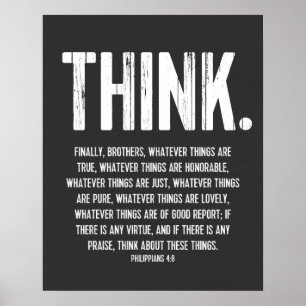 Pôster Bíblia Verse, Escritura Philippians 4:8 Moderna