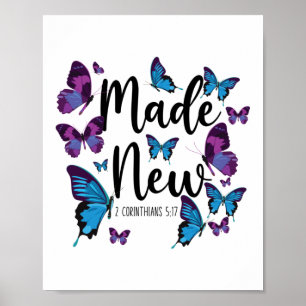 Poster Bíblia Verse Fez Novos 2 Corintianos 5:17 Borbolet