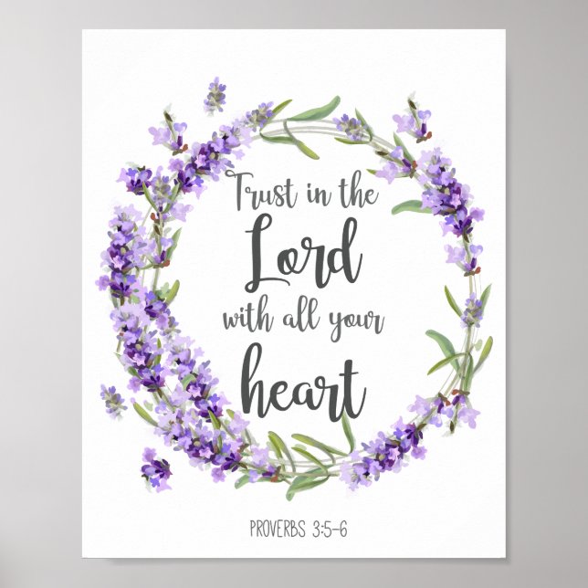Poster Bíblia Verse Home Decor Trust in the Lord (Frente)