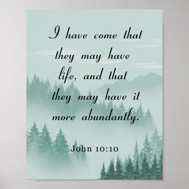 Poster Bíblia Verse, John 10:10, Mais Abundante (Frente)
