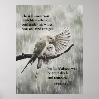 Poster Bíblia Verse Psalm 91:4 - Christian Faith