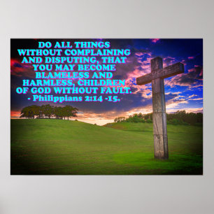 Poster Bíblia verso dos Philippians 2:14-15.