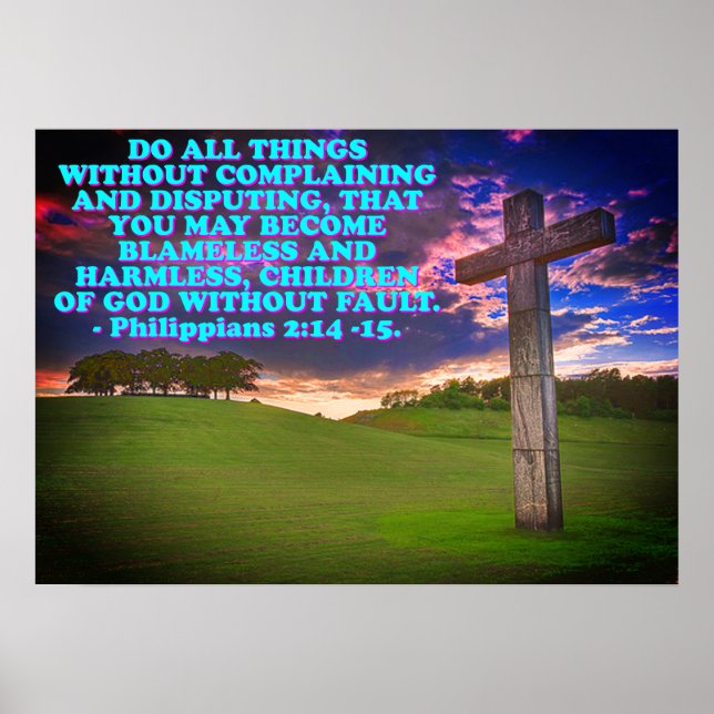 Poster Bíblia verso dos Philippians 2:14-15. (Frente)