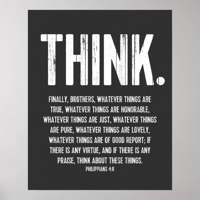 Pôster Bíblia Verso, Escritura Philippians 4:8 Moderna (Frente)