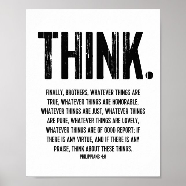 Pôster Bíblia Verso, Inspiração Philippians 4:8 (Frente)