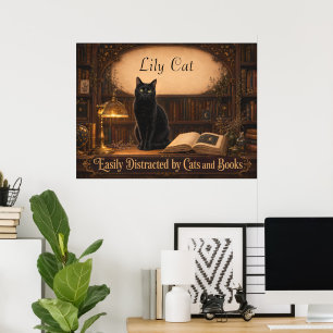 Poster Biblioteca Aconchegante Personalizada de Gata Brux