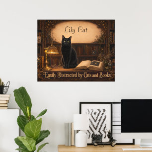 Poster Biblioteca Aconchegante Personalizada de Gata Brux