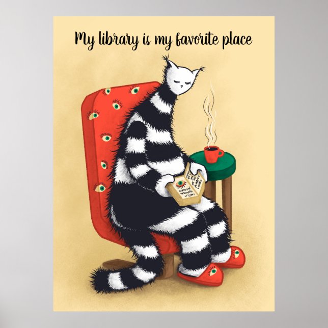 Poster Biblioteca Cat Lover Libarian (Frente)